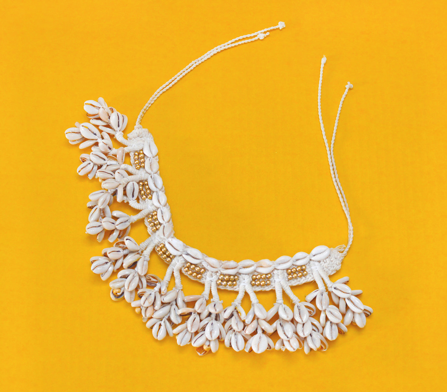 Cowrie Fringe Bib Necklace